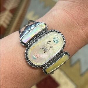 Vintage Beetle Bug Scrimshaw Bracelet